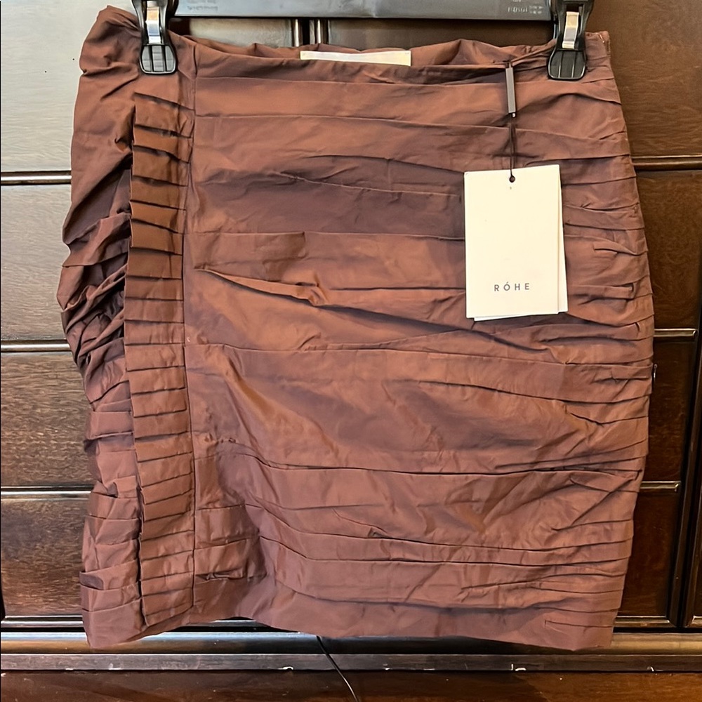 NWT Brown Róhe Ruched Bubble Mini Skirt